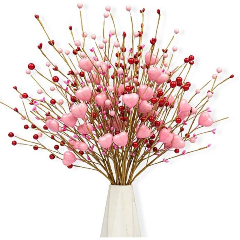 Valentines Day Decorations 24 Pack Pink Heart and Berries